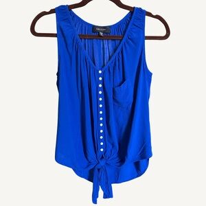 Karen Kane Cobalt Blue Button-Front Soft Viscosa Front Tie Tank Top XS